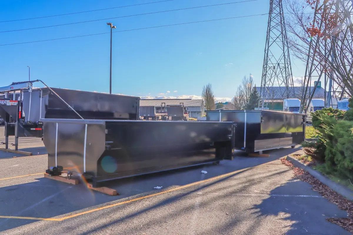 Roll-off dumpster ready for waste disposal at job site for 4 Yard Dumpster Rental in Belchertown